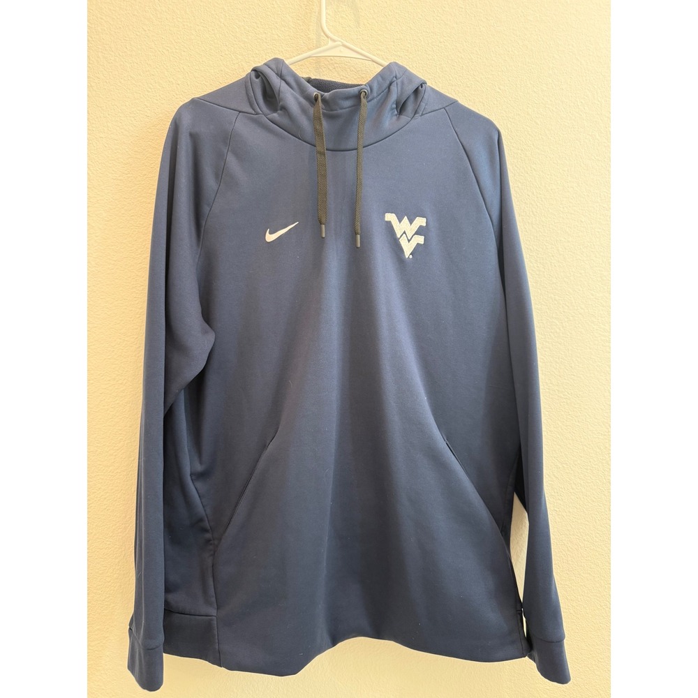 Nike West Virginia Mountaineers Dri-FIT Hoodie Navy Blue Mens XL WVU Sweatshirt